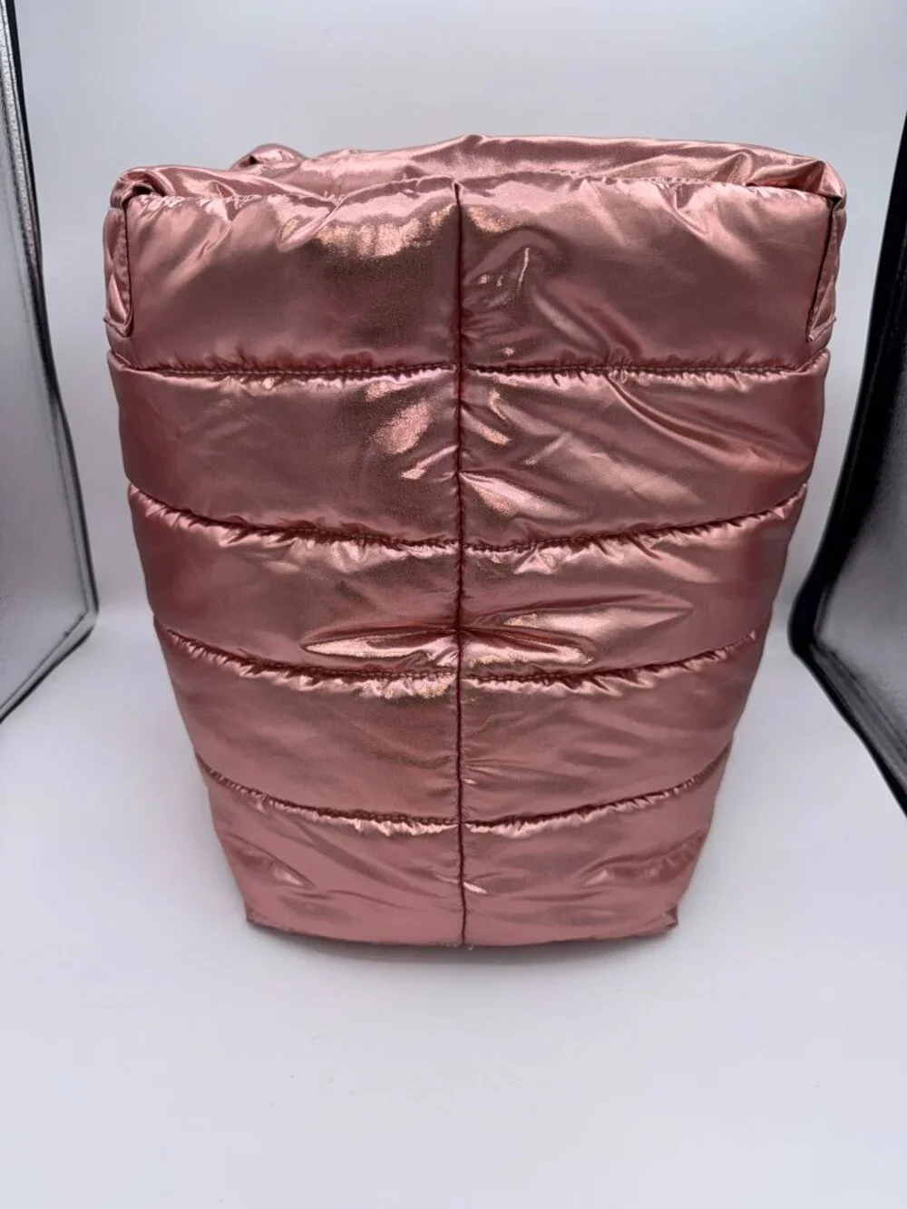 Justice Live Justice Rose Gold Metallic Puffer Tote Bag